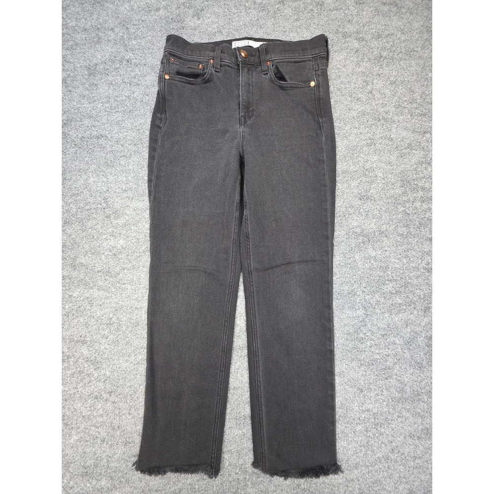 AYR The Yes Yes Yes Jeans Women's 28 Black Straight Leg High Rise Raw Hem
